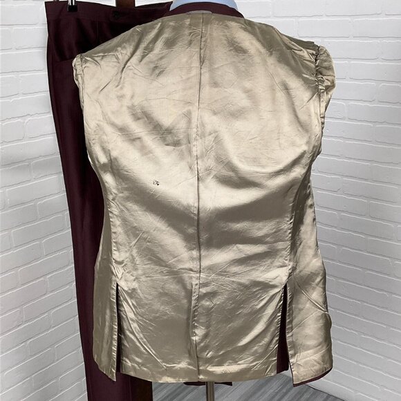 Phoenix Suit Men 42 31Wx31.5L Burgundy Shiny Polyester Stripe 60s-70s VTG USA - Picture 7 of 16